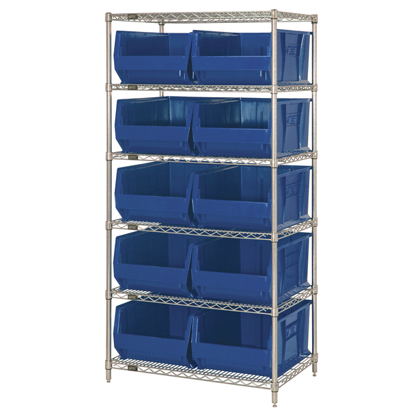 Quantum Storage Systems Wire Shelving Unit with Bins WR6-954BL